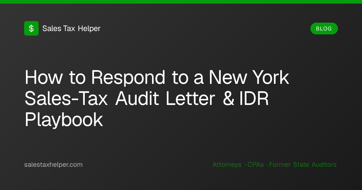How to Respond to a New York Sales-Tax Audit Letter & IDR Playbook ...
